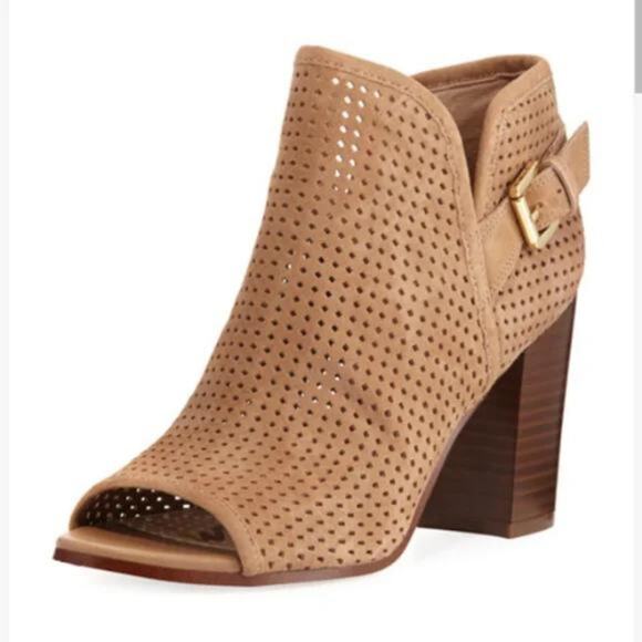 Sam Edelman Brown Perforated Peep Toe Easton Booties Size 8.5 - Picture 1 of 10